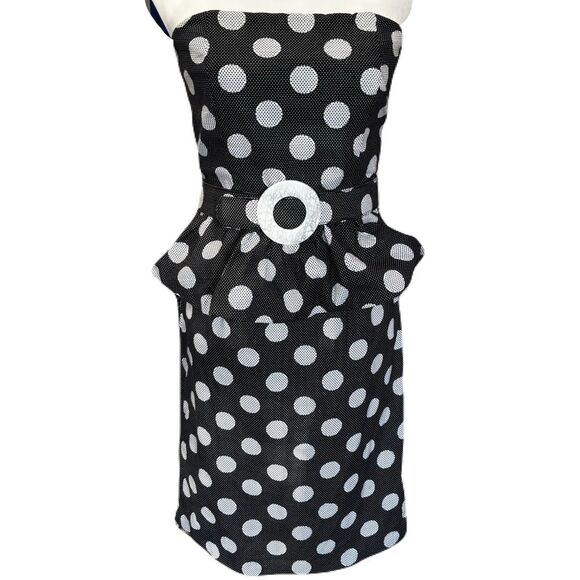 Joseph Ribkoff Black and White Polka Dot Strapless Dress | EUC | Size 4 - Picture 1 of 8